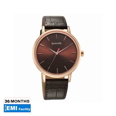 Picture of Sonata Quartz Analog Black Dial Black Leather Strap Watch For Women