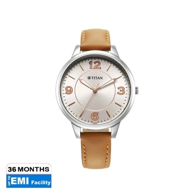 Picture of Urban Silver White Dial Leather Strap Watch