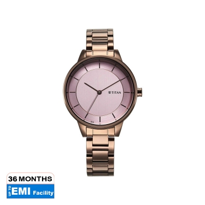 Picture of Titan Razzle Dazzle Quartz Analog Pink Dial Brown Stainless Steel Strap Watch For Women
