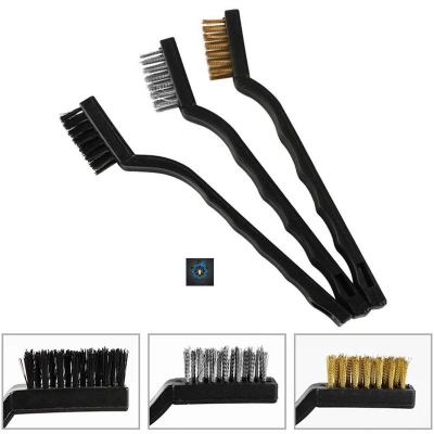 Picture of 3Pcs Set STEEL Brush COPPER Brush NYLON Wire Brush Nozzle Hot Bed Cleaning Brush 170mm For 3D Printers Mobile SMD Chip Repairing Toothbrush Scrubbing Gap Rust Cleaning (Multicolor)