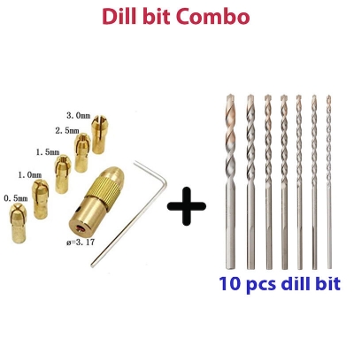 Picture of Drill chuck (3.17mm) with drill bit combo (Multicolor)