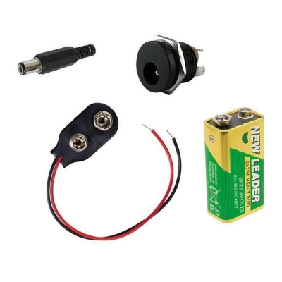 Picture of 9 Volt Battery, Connector With Dc Jack & Socket (Multicolor)