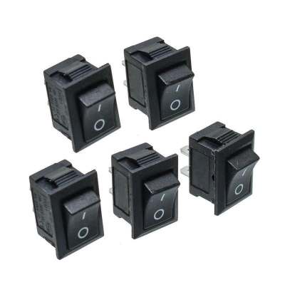 Picture of 5Pcs- 6A BLACK Color MICRO Rocker Switch 3 Pin 6A 250V 2 Positions SPDT ON OFF Boat Rocker Switches Power Rocker Switches Electronic Projects (289096308) - 289096308 (Black)