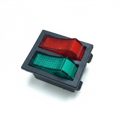 Picture of DOUBLE BOAT BLACK & RED Rocker Switch 4 Pin 250V 15A 4Pin On Off Full Illuminated Neon RED Indicator SPST Power Switch For Auto Car Boat IPS UPS (Multicolor)