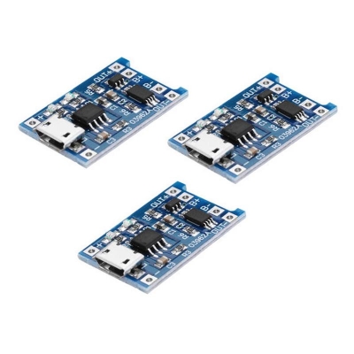 Picture of TP4056 Micro USB Input Dual Protection Lithium/ Li-po Battery Charger Module (3 Pieces) (Silver)