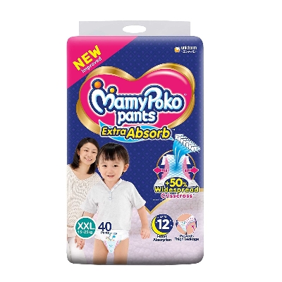 Picture of Mamy_poko Baby Diaper XXL Pants 40 Pcs Pack (15-25kg), Made in India