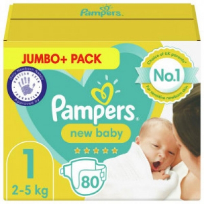 Picture of Pampers Diapers Newborn Size 1 Belt 2-5kg- 80 Pcs Pack, Made in UK