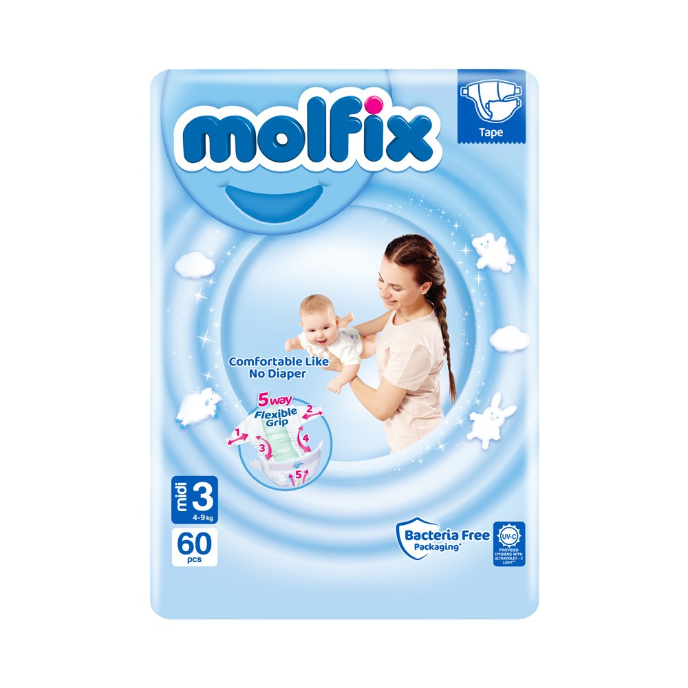 Picture of Molfix Baby Diaper Belt 3 Midi 4-9 kg 58 Pcs Pack, Made in Turkey
