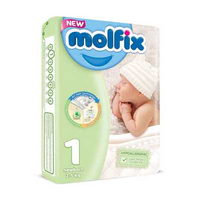 Picture of Molfix Newborn Baby Diaper 44 Pcs Pack, Made in Turkey