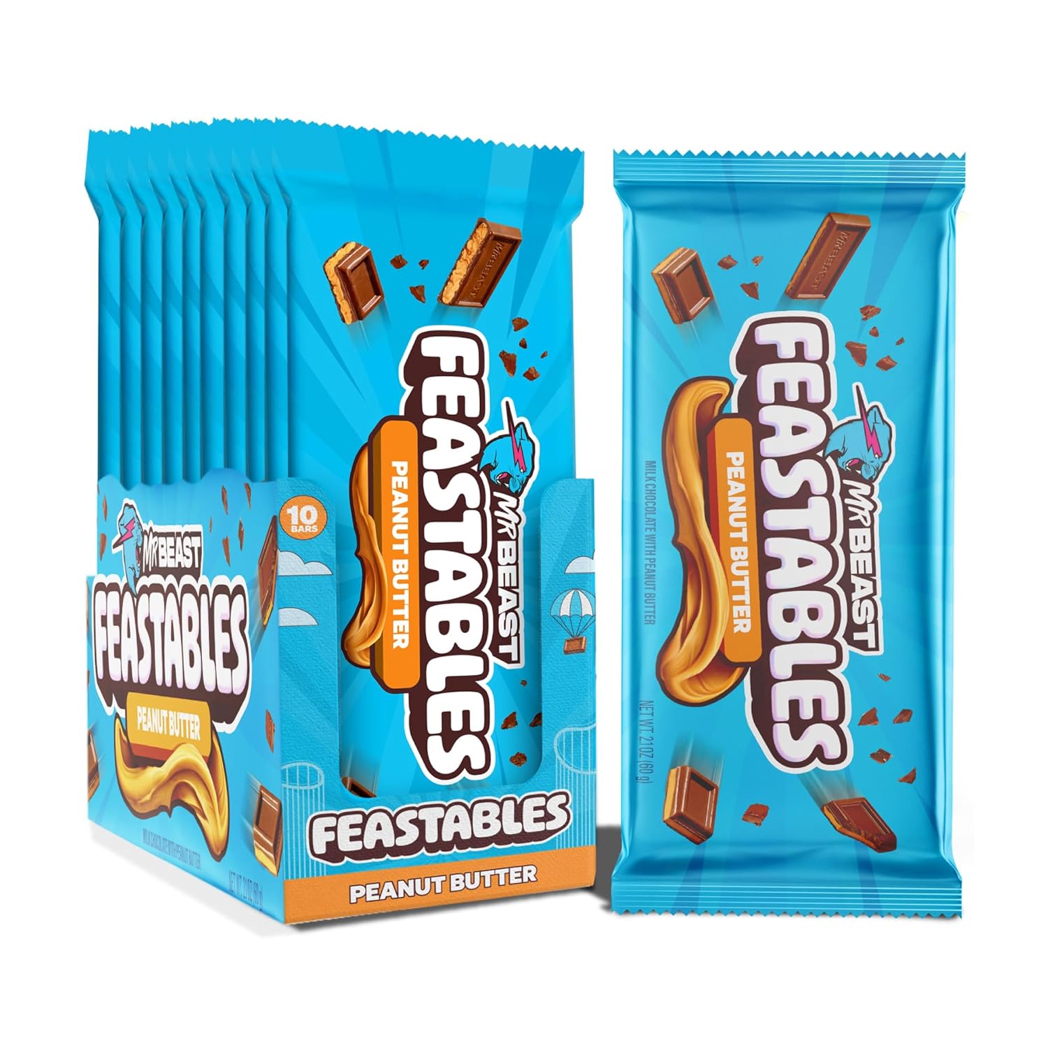 Picture of Feastables Mr Beast Peanut Butter Chocolate Bar 60g, Made in USA