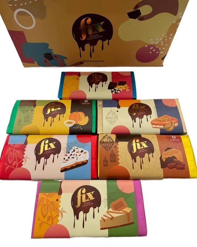 Picture of Fix Dessert Chocolatier Kunafa Cinnamon, Caramel & Peanut Luxury Dubai Chocolate Bar 200g 1Pack