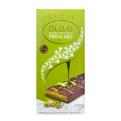 Picture of Vivolaa Dubai Kunafa Chocolate & Pistachio 200 g, Premium Kunafa Pistanio Chocolate