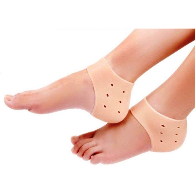 Picture of Silicone Heel Protector Socks Best quality – Anti Heel Crack Pad Set for Pain Relief & Foot Care | Moisturizing Soft Heel Pads for Cracked Heels & Plantar Fasciitis – 1 Pair (Beige, Free Size)