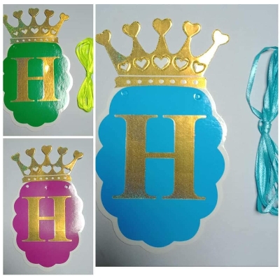 Picture of Happy birthday card banner/Happy birthday crown banner/Happy birthday crown banner for birthday party - Multicolor