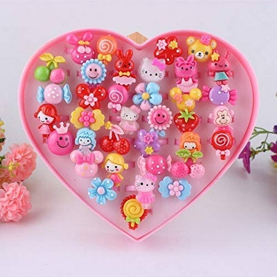 Picture of Cute Cartoon Rings Toys for Baby Girls toy/Kids ring-5pc/Kids Finger Ring Adjustable/ - Multicolor