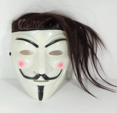 Picture of Joker maks/oker mukhos/Joker Face with Long Hair for Party- Vendetta/Clown Face with Hair - Black