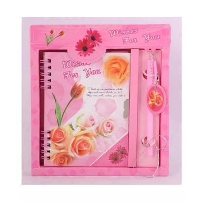 Picture of Lock diary/Valentain Supper Gift Lock Diary With Pen Gift Set - Multicolor