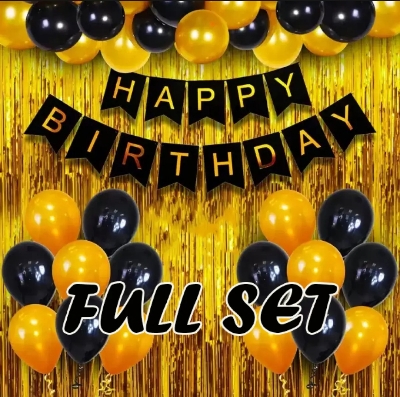 Picture of Happy birthday low budget combo set golde and black - Black