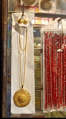 Picture of Gold plated locket chain with ear ring for women - Gold