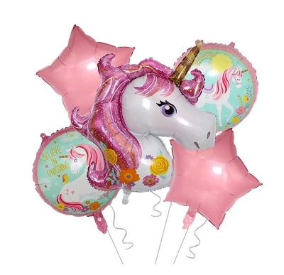 Picture of Unicorn foil balloon set/Unicorn Theme foil/air/Helium Balloons for girls boys/kids birthday Birthday Party Decorations - White