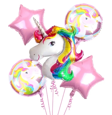 Picture of Unicorn foil balloon set/Unicorn Theme foil/air/Helium Balloons for girls boys/kids birthday Birthday Party Decorations - White