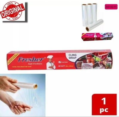 Picture of Fresher Plastic Stretch Wrapping paper (200 SQ.FT) for keeping Food fresh Food grade-1 Roll - Multicolor