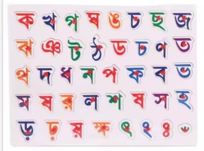 Picture of Bangla ক খ Wooden Alphabet Puzzle Board For 1-3 Years Old Girls and Boys For Learning Letter Kid Early educational toys baby hand grasp wooden puzzle toy alphabet and digit learning education child wood jigsaw toy - Baby Toys - Multicolor