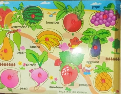 Picture of Fruit Wooden Puzzle Educational Board Games Board Game Baby Learning Preschool Early Educational Development Colorful