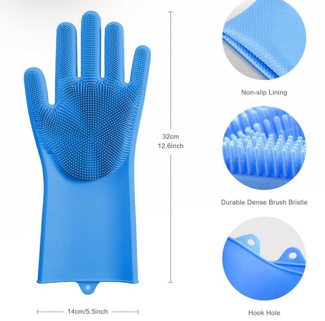 Picture of Silicone Dish Washing Kitchen Hand Gloves- Multicolor - Hand Gloves - Hand Gloves - Hand Gloves