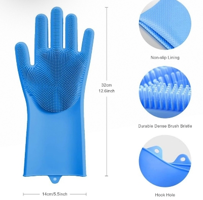Picture of Silicone Dish Washing Kitchen Hand Gloves- Multicolor - Hand Gloves - Hand Gloves - Hand Gloves