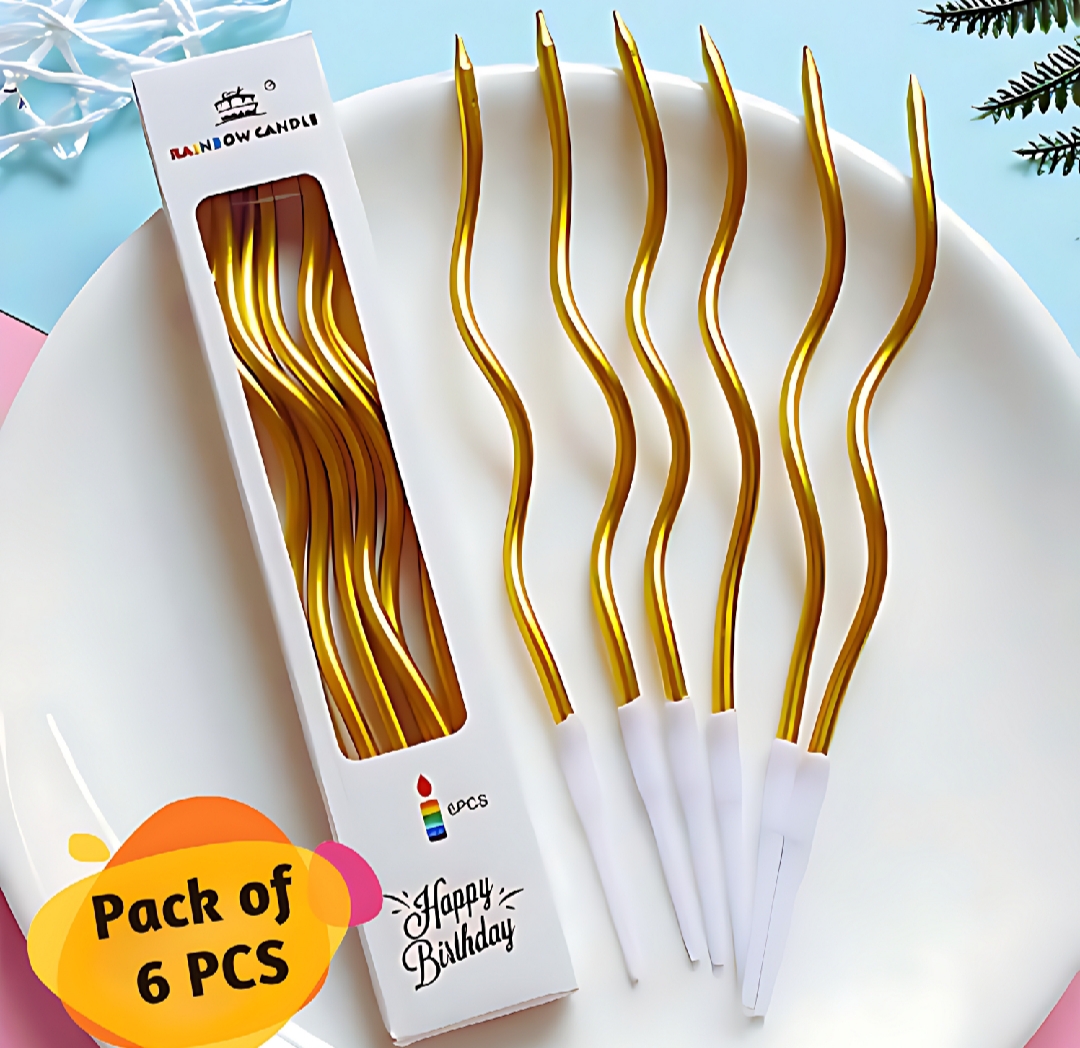 Picture of Metallic Long Spiral Candles with Stand- Pack of 6