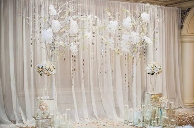 Picture of White Tissue Fabrics For Birthday, Wedding and Party Decoration - White