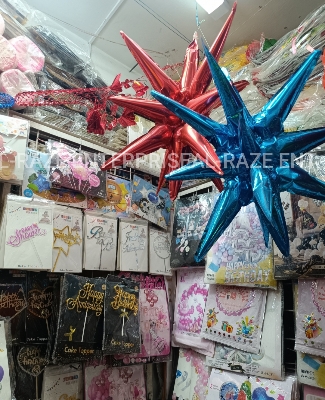Picture of Pear Star Balloon-2pcs/ Creative Birthday Wedding Starburst Balloons Party Decoration Aluminum Foil Balloons-2pcs - Multicolor