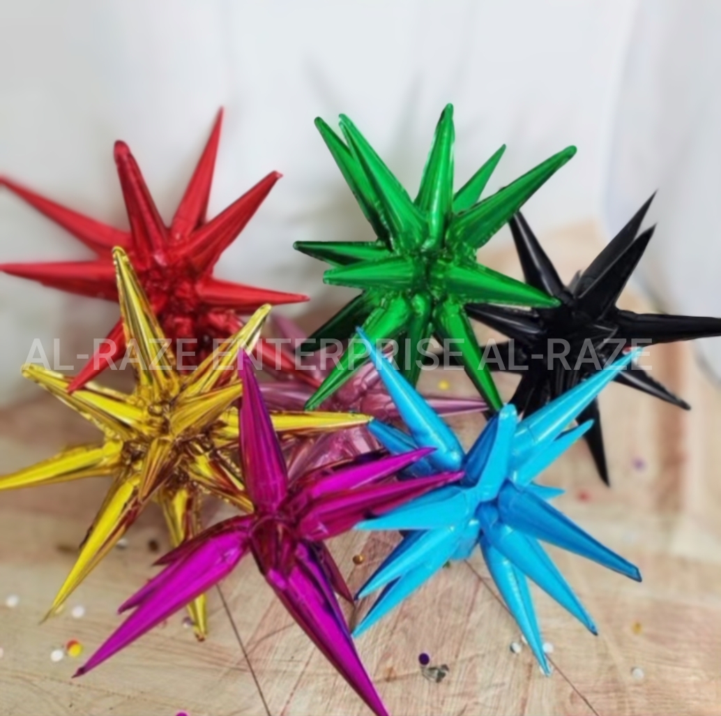 Picture of Pear Star Balloon-2pcs/ Creative Birthday Wedding Starburst Balloons Party Decoration Aluminum Foil Balloons-2pcs - Multicolor
