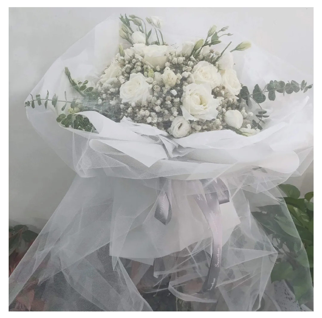 Picture of 10 feet White Crystal Organza Tulle Sheer Fabric Backdrop Curtains for Wedding Bridal Shower Birthday Party Event Decorations