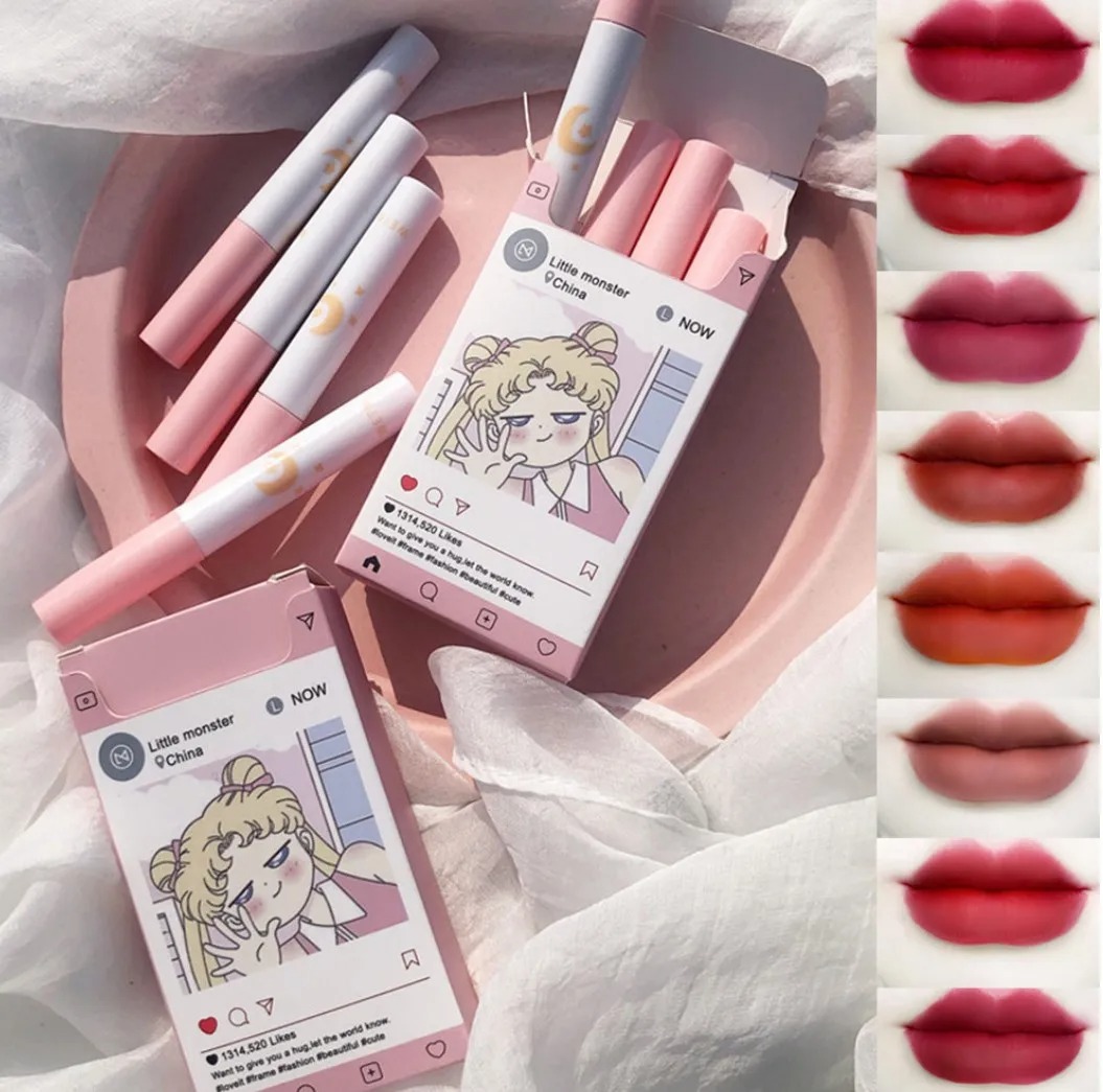 Picture of 8pcs Little Monster Lipsticks Set Long Lasting Matte Liquid Lipstick - lip glaze - lipcream Multicolor