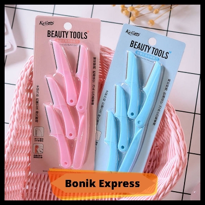 Picture of Keli 4pcs (Blue & Pink) Eyebrow Razor Pack Foldable Eyebrow Facial Hair Removal, Shaper, and Trimmer.