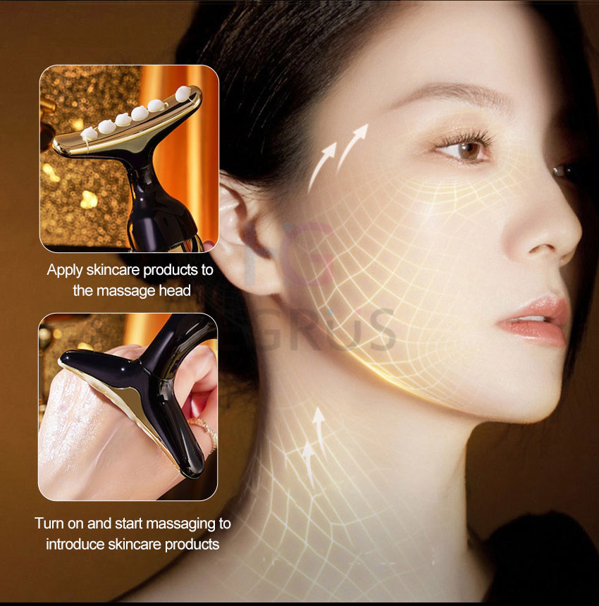 Picture of 3 In 1 Vibrating Beauty Massager for Face, Eye, Neck Massage Introducer Lifting EMS Skin Rejuvenation Anti Aging Skin Care Tool - Face Massager