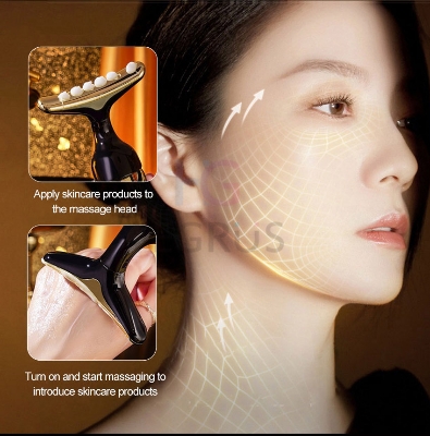 Picture of 3 In 1 Vibrating Beauty Massager for Face, Eye, Neck Massage Introducer Lifting EMS Skin Rejuvenation Anti Aging Skin Care Tool - Face Massager