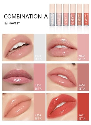 Picture of Handaiyan Light Gloss Lipstick 6 Shades  Lip Gloss, Clear Lip Gloss, Liquid Lipstick  (Set B Gloss)