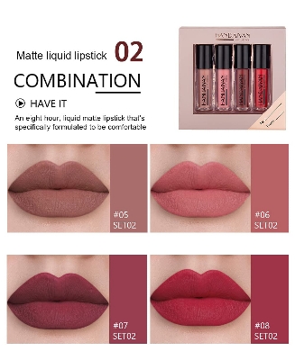 Picture of Handaiyan 4 Colours Glossy Liquid Lipstick Set - Long-Lasting Waterproof And Smudge Proof Lipgloss Liquid Lipsticks - Set 02