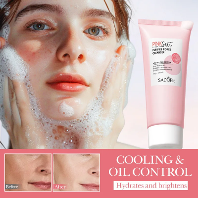 Picture of SADOER Himalayan Pink Salt Facial Cleanser Deep Cleansing Moisturizing Face Wash Foam Cleanser Face Cleansing Skin Care