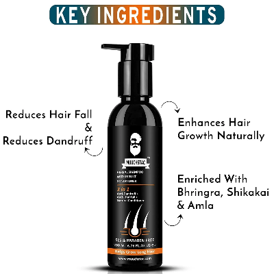Picture of Muuchstac Herbal Shampoo with Inbuilt Conditioner, Anti dandruff & Anti Hairfall - 200ml