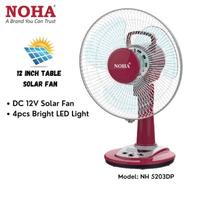 Picture of NOHA 12 inch Table Solar fan/ 12v DC fan/ Model: NH 5203DP Maroon