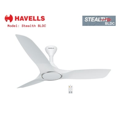 Picture of Havells Stealth Air Ceiling fan, Color: Pearl White, Size: 1200mm/ 48 inch, BLDC Technology, with Remote, Made in INDIA Pearl White
