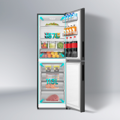 Picture of HISENSE 270 Liter Bottom Mount Frost Direct Cool Glass Door Inverter Refrigerator Dark Red (RB1G266NADR/BD3)