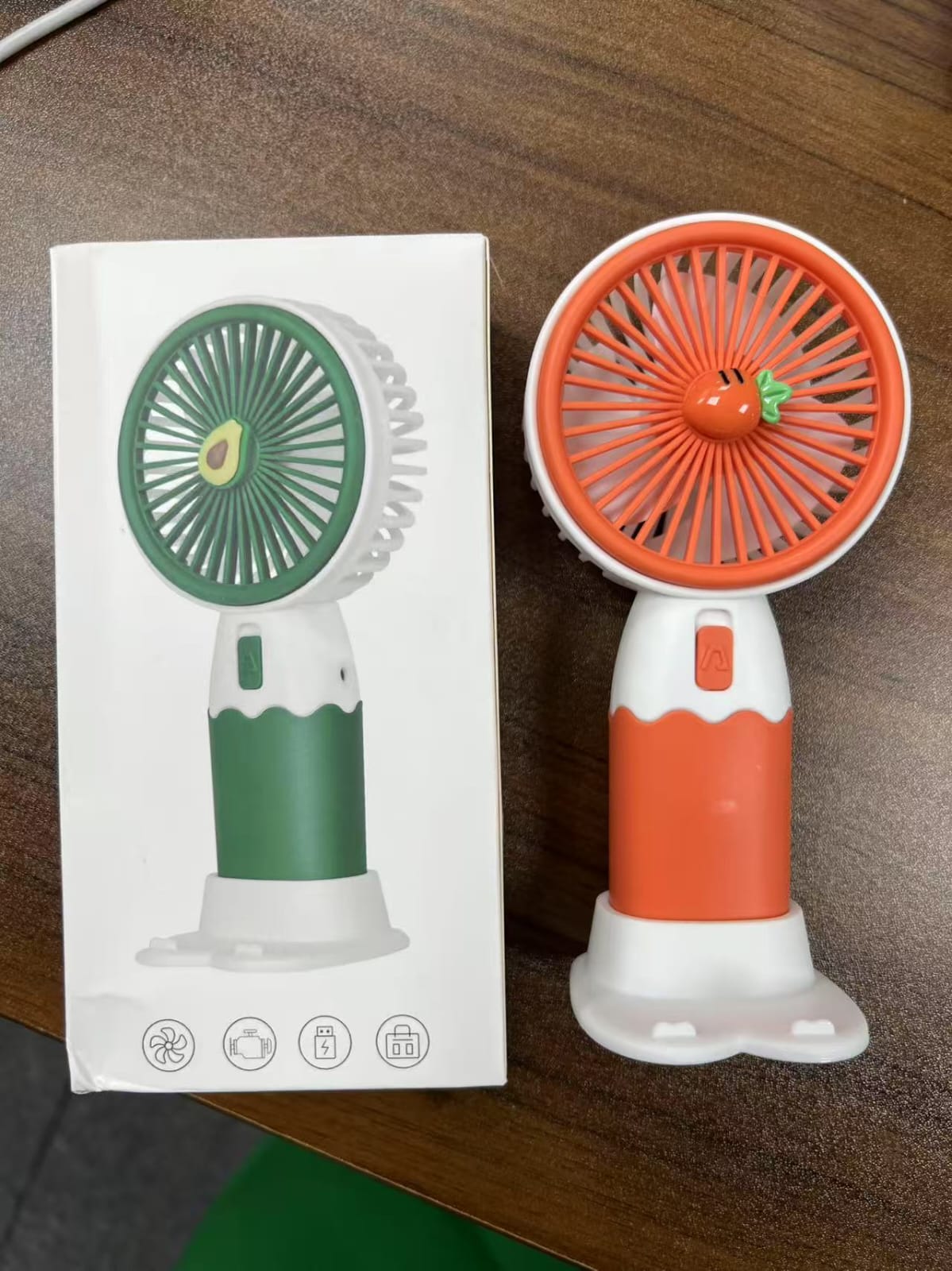 Picture of fruits & flower icon rechargable mini fan best quality (Multicolor)