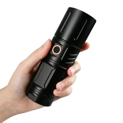 Picture of Rechargeable Waterproof Zoom LED Flashlight USB Zambo light With Power Bank (Black)