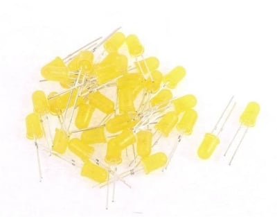 Picture of 50pcs 5mm Yellow Color LED Light Emitting Diode 3.2v Dc Light Bulbs(Yellow)