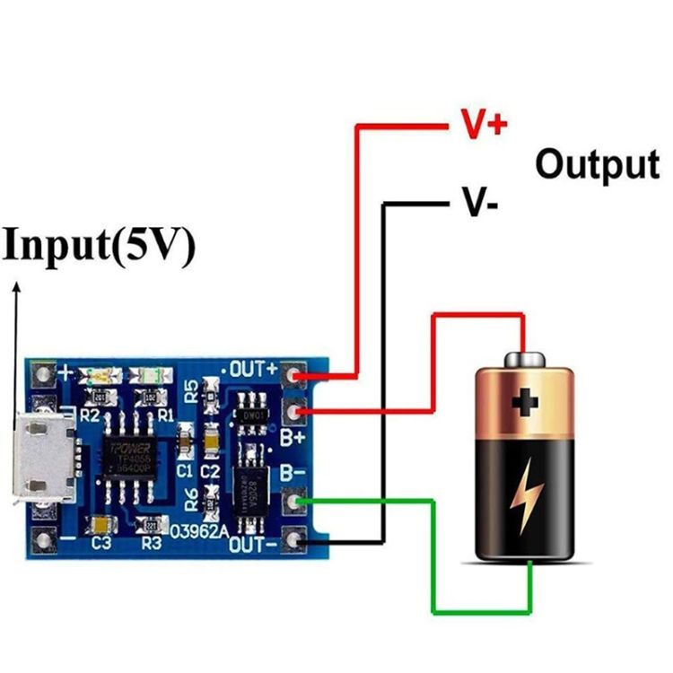 Picture of HW-107 TP4056  Micro USB Battery Charging Board 5V Charger Module 1A Lithium Battery with Protection(Blue)